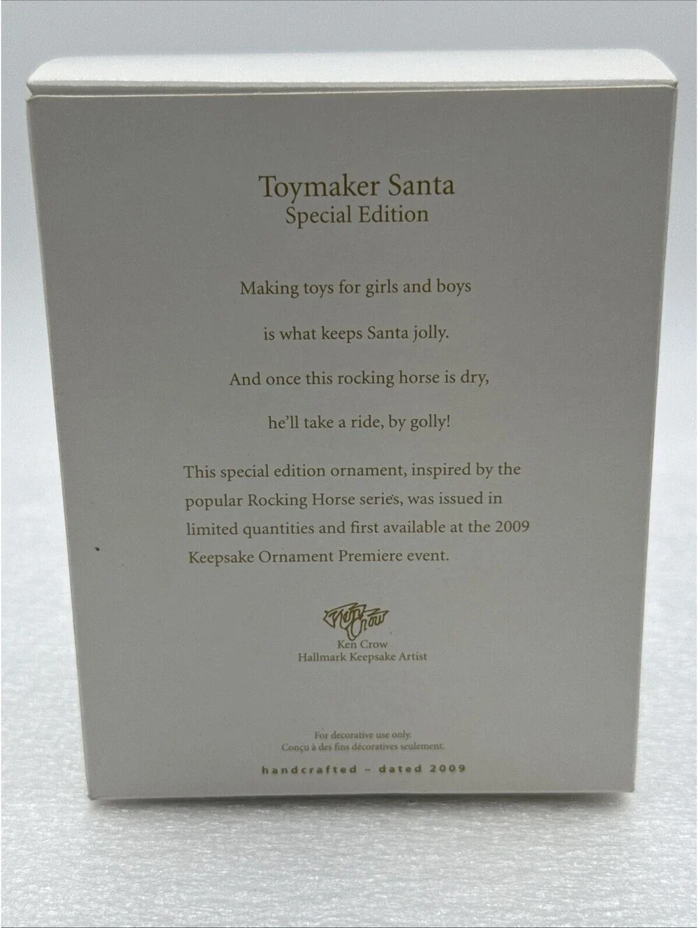 2009 Hallmark Toymaker Santa Christmas Ornament Limited Edition Quantity New
